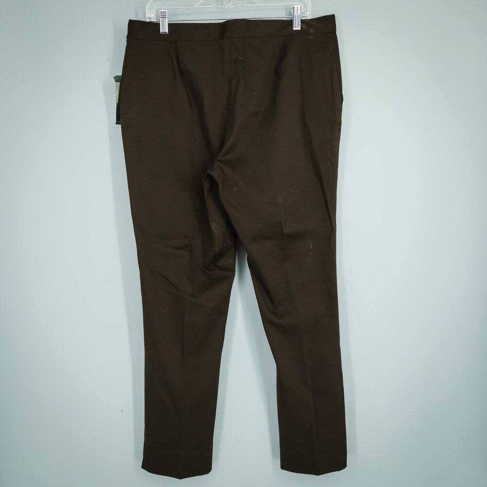 Lauren Ralph Lauren Size 14 Brown Spring Classic Straight Leg Cotton Blend Pants - Picture 3 of 8